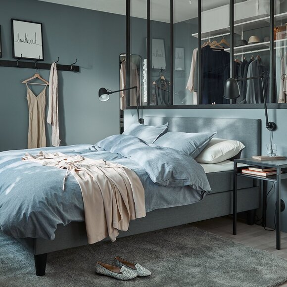 IKEA KOPPARBLAD King Duvet Cover Set with pillowcase Dark Blue 904.836.59 Cotton - Picture 4 of 5